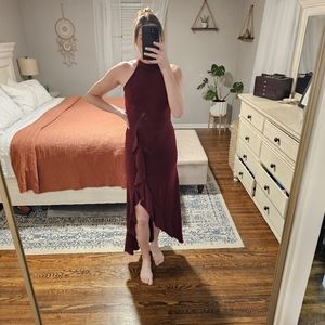 Burgundy High Neck Dress Size M